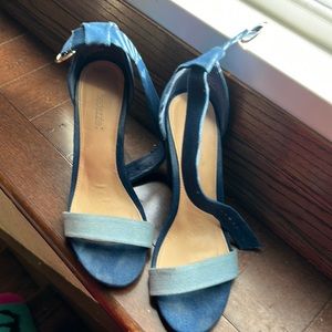 4’ heels blue jean material